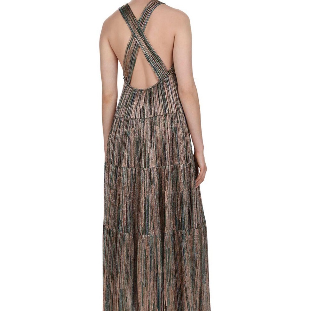 BA&SH Salsa Tiered Metallic Maxi Dress Medium NWT
